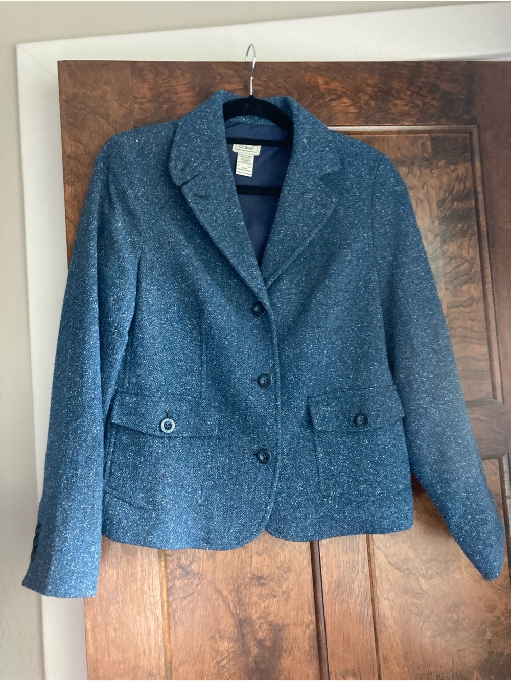 L.L. Bean Blue Tweed Women's Blazer Jacket